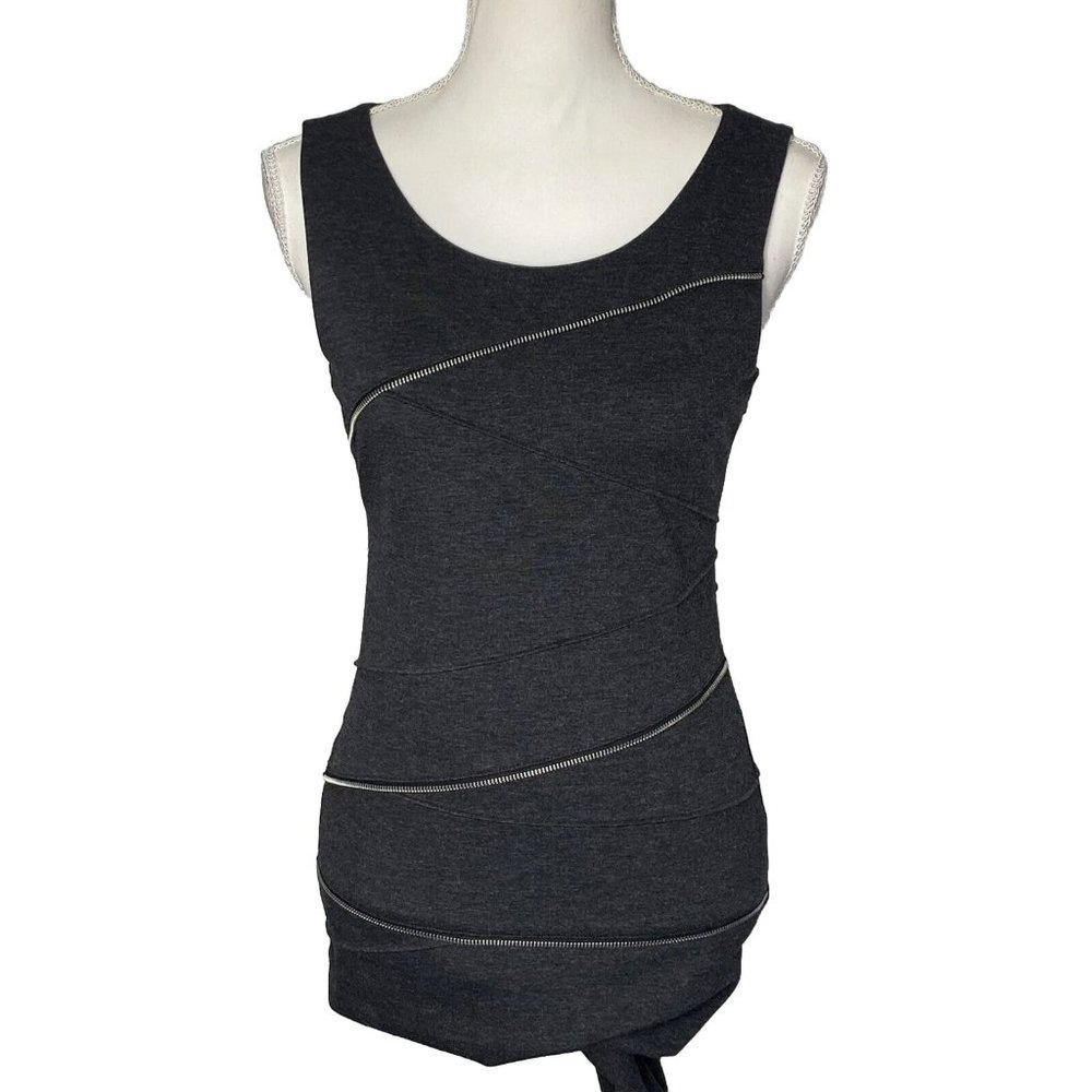 Michael Kors womens sheath Dress gray ziper detail sleeveless jersey Size 00
